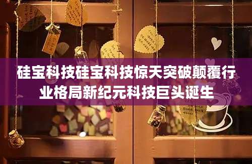 硅宝科技硅宝科技惊天突破颠覆行业格局新纪元科技巨头诞生