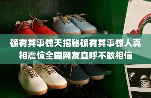 确有其事惊天揭秘确有其事惊人真相震惊全国网友直呼不敢相信