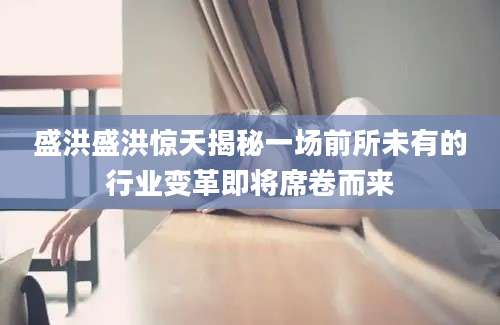 盛洪盛洪惊天揭秘一场前所未有的行业变革即将席卷而来