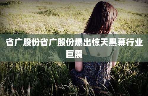 省广股份省广股份爆出惊天黑幕行业巨震