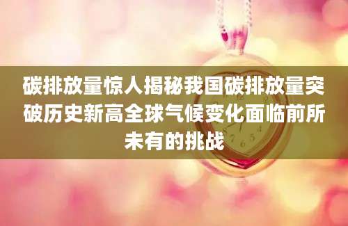 碳排放量惊人揭秘我国碳排放量突破历史新高全球气候变化面临前所未有的挑战