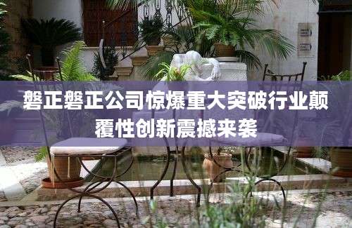 磐正磐正公司惊爆重大突破行业颠覆性创新震撼来袭