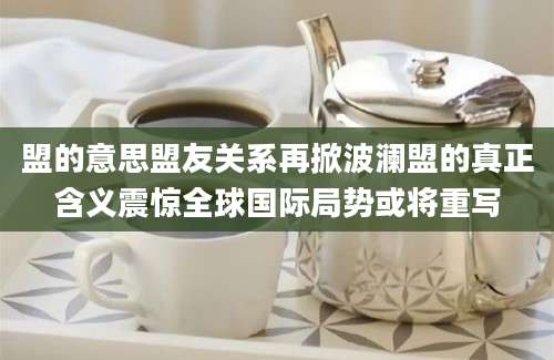 盟的意思盟友关系再掀波澜盟的真正含义震惊全球国际局势或将重写