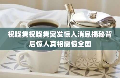 祝晓隽祝晓隽突发惊人消息揭秘背后惊人真相震惊全国