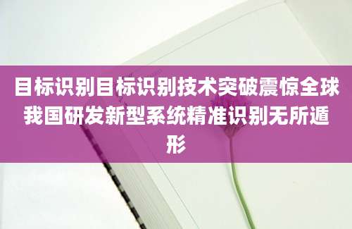 目标识别目标识别技术突破震惊全球我国研发新型系统精准识别无所遁形