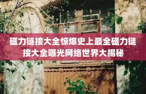 磁力链接大全惊爆史上最全磁力链接大全曝光网络世界大揭秘