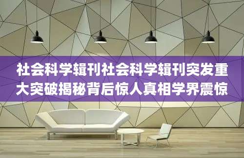 社会科学辑刊社会科学辑刊突发重大突破揭秘背后惊人真相学界震惊