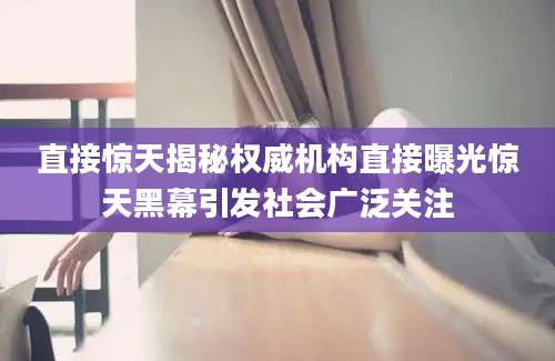 直接惊天揭秘权威机构直接曝光惊天黑幕引发社会广泛关注