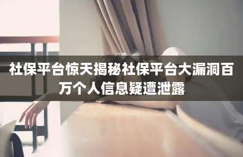 社保平台惊天揭秘社保平台大漏洞百万个人信息疑遭泄露
