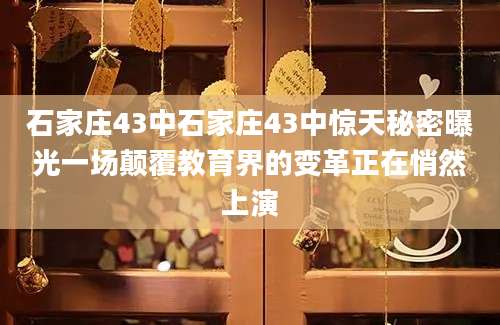 石家庄43中石家庄43中惊天秘密曝光一场颠覆教育界的变革正在悄然上演