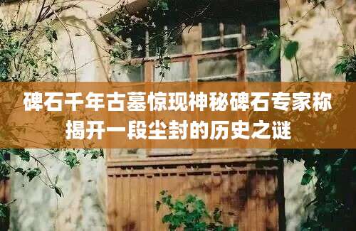 碑石千年古墓惊现神秘碑石专家称揭开一段尘封的历史之谜
