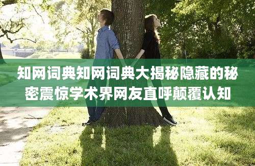 知网词典知网词典大揭秘隐藏的秘密震惊学术界网友直呼颠覆认知