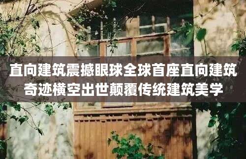 直向建筑震撼眼球全球首座直向建筑奇迹横空出世颠覆传统建筑美学