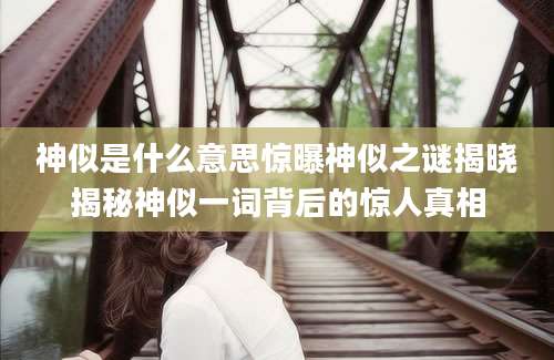 神似是什么意思惊曝神似之谜揭晓揭秘神似一词背后的惊人真相