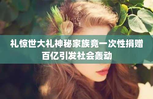礼惊世大礼神秘家族竟一次性捐赠百亿引发社会轰动
