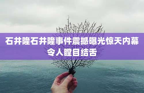 石井隆石井隆事件震撼曝光惊天内幕令人瞠目结舌