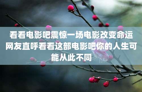 看看电影吧震惊一场电影改变命运网友直呼看看这部电影吧你的人生可能从此不同