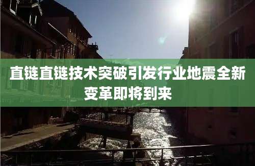 直链直链技术突破引发行业地震全新变革即将到来