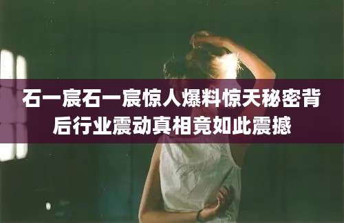 石一宸石一宸惊人爆料惊天秘密背后行业震动真相竟如此震撼