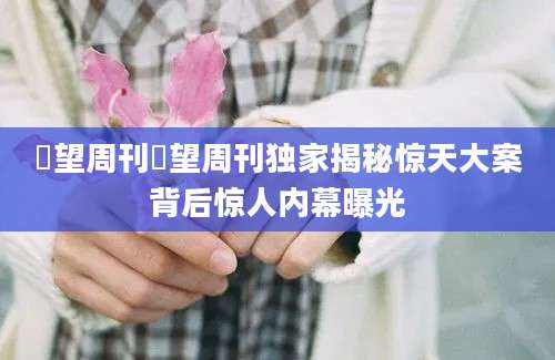 瞭望周刊瞭望周刊独家揭秘惊天大案背后惊人内幕曝光