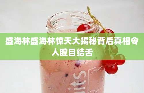 盛海林盛海林惊天大揭秘背后真相令人瞠目结舌