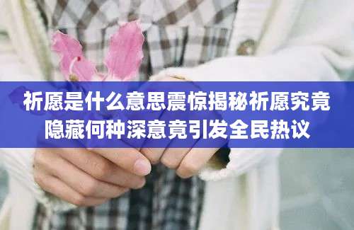 祈愿是什么意思震惊揭秘祈愿究竟隐藏何种深意竟引发全民热议
