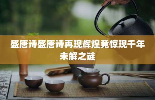 盛唐诗盛唐诗再现辉煌竟惊现千年未解之谜