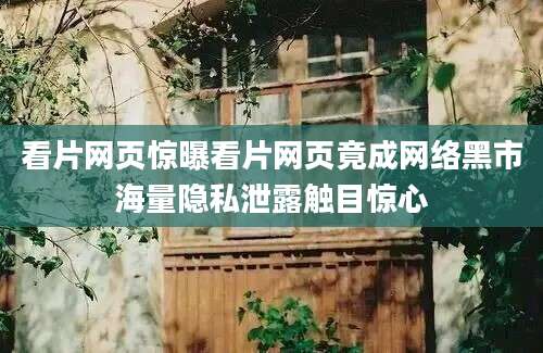 看片网页惊曝看片网页竟成网络黑市海量隐私泄露触目惊心