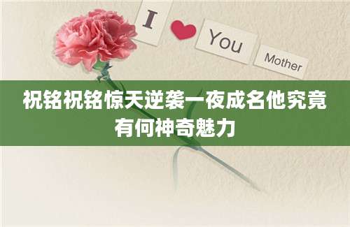 祝铭祝铭惊天逆袭一夜成名他究竟有何神奇魅力
