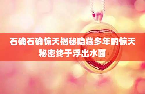 石确石确惊天揭秘隐藏多年的惊天秘密终于浮出水面