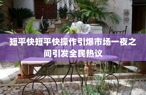 短平快短平快操作引爆市场一夜之间引发全民热议