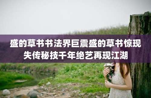 盛的草书书法界巨震盛的草书惊现失传秘技千年绝艺再现江湖
