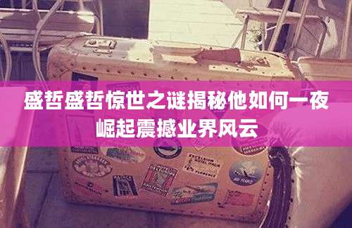 盛哲盛哲惊世之谜揭秘他如何一夜崛起震撼业界风云