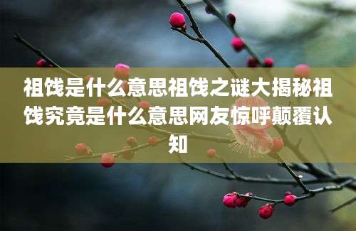 祖饯是什么意思祖饯之谜大揭秘祖饯究竟是什么意思网友惊呼颠覆认知
