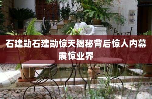 石建勋石建勋惊天揭秘背后惊人内幕震惊业界
