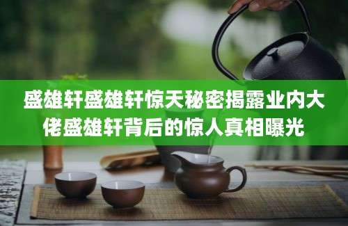 盛雄轩盛雄轩惊天秘密揭露业内大佬盛雄轩背后的惊人真相曝光