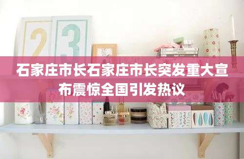 石家庄市长石家庄市长突发重大宣布震惊全国引发热议