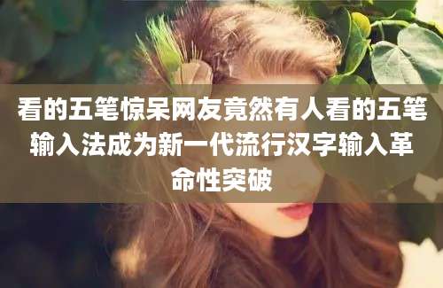 看的五笔惊呆网友竟然有人看的五笔输入法成为新一代流行汉字输入革命性突破