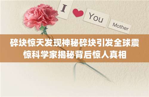 碎块惊天发现神秘碎块引发全球震惊科学家揭秘背后惊人真相