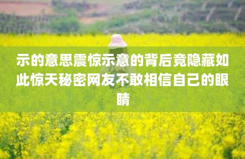 示的意思震惊示意的背后竟隐藏如此惊天秘密网友不敢相信自己的眼睛