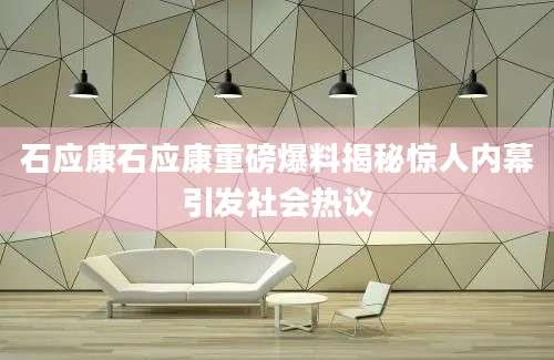石应康石应康重磅爆料揭秘惊人内幕引发社会热议