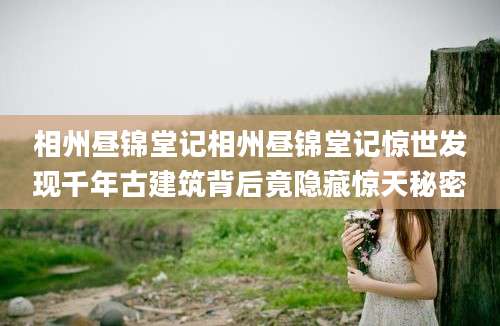 相州昼锦堂记相州昼锦堂记惊世发现千年古建筑背后竟隐藏惊天秘密
